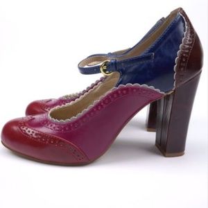 Chelsea Crew sz 9 maryjane block high heels red